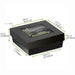 Scatola "Kray" quadrata in cartone nero con coperchio a finestra - 700 ml - 13,5 cm x 13,5 cm x 5 cm - 100 unità - dimensions