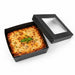 Scatola "Kray" quadrata in cartone nero con coperchio a finestra - 20 cm x 20 cm x 6,5 cm - 100 unità