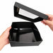 Scatola "Kray" quadrata in cartone nero con coperchio a finestra - 20 cm x 20 cm x 6,5 cm - 100 unità