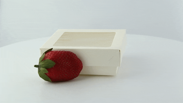 Scatola "Kray" quadrata in cartone bianco con coperchio a finestra - 350 ml - 11,5 cm x 11,5 cm x 4 cm - 250 unità