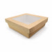 Scatola "Kray" quadrata in cartone marrone con coperchio a finestra - 20 cm x 20 cm x 6,5 cm - 100 unità