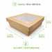 Scatola "Kray" quadrata in cartone marrone con coperchio a finestra - 20 cm x 20 cm x 6,5 cm - 100 unità - dimensions