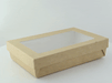 Scatola "Kray" rettangolare in cartone marrone con coperchio a finestra - 1500 ml - 22,5 cm x 15,5 cm x 5 cm - 100 unità