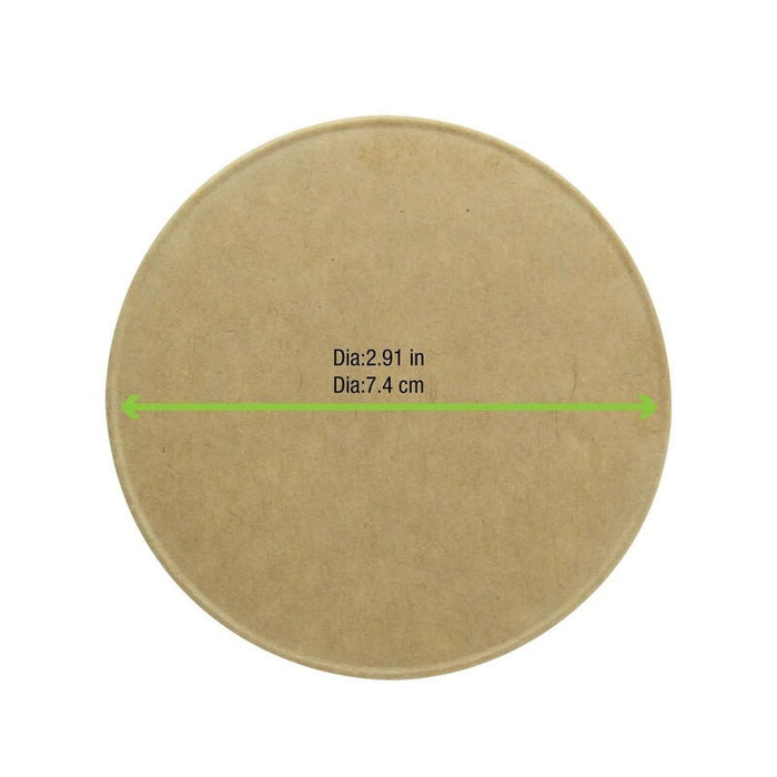 Coperchio piatto in cartone kraft - Ø 7,4 cm - 1000 unità - dimensions
