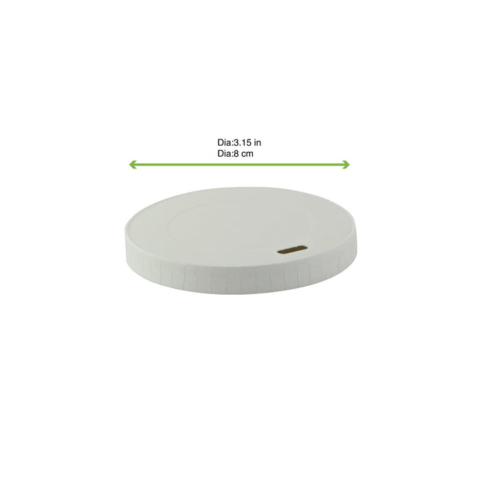 Coperchio piatto in cartone bianco senza plastica - Ø 8 cm - 1000 unità - dimensions
