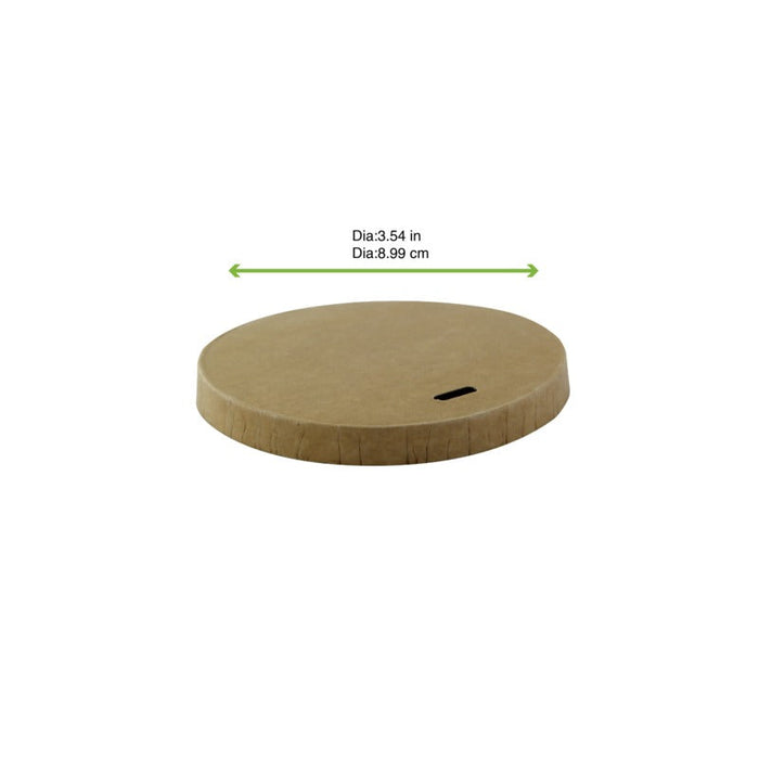 Coperchio piatto in cartone marrone senza plastica - Ø 9 cm - 1000 unità - dimensions