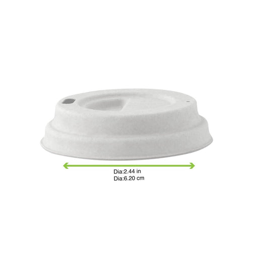 Coperchio a cupola bianco in polpa di cellulosa con beccuccio - Ø 6,2 cm - H 2,3 cm - 2000 unità - dimensions