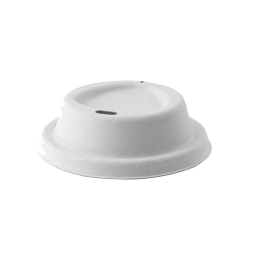 Coperchio a cupola bianco in polpa di cellulosa con beccuccio - Ø 8,5 cm - H 2,3 cm - 1000 unità