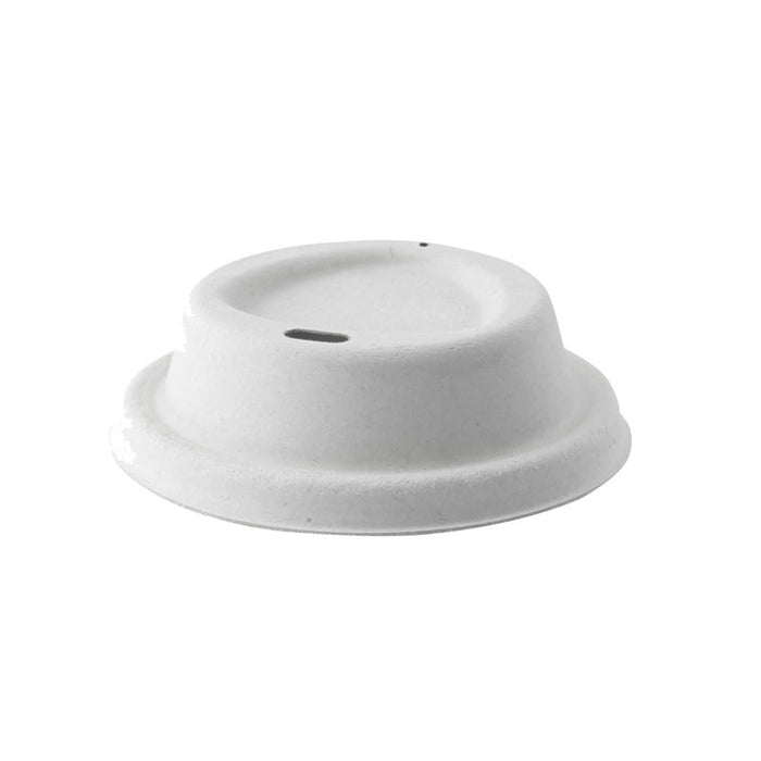 Coperchio a cupola bianco in polpa di cellulosa con beccuccio - Ø 8,5 cm - H 2,3 cm - 1000 unità