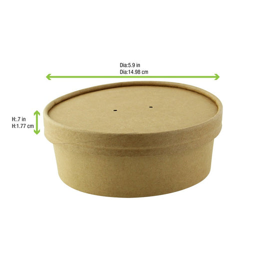 Coperchio in cartone kraft per caldo e freddo - Ø 15 cm - 360 unità - dimensions