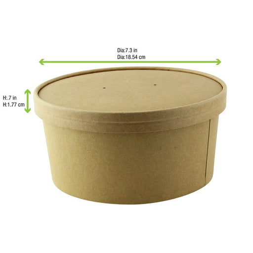 Coperchio in cartone kraft per caldo e freddo - Ø 18,5 cm - 360 unità - dimensions