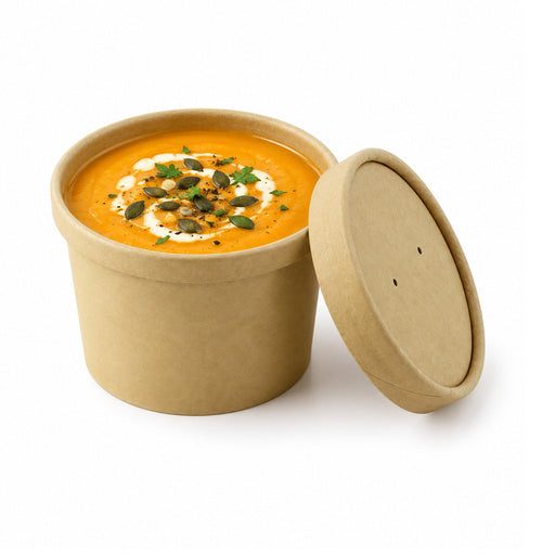 Coperchio in cartone kraft per caldo e freddo - Ø 9 cm - Compatibile con 210GPU12, 210GPU14, 210SOUP8, 210SOUPK13K, 210SOUPK8K - 500 unità