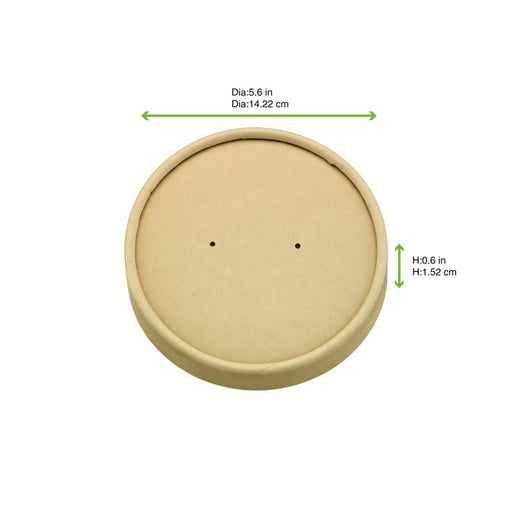 Coperchio piatto in cartone kraft senza plastica - Ø 15 cm - Compatibile con 210PCW750K, 210PCW750TF - 360 unità - dimensions