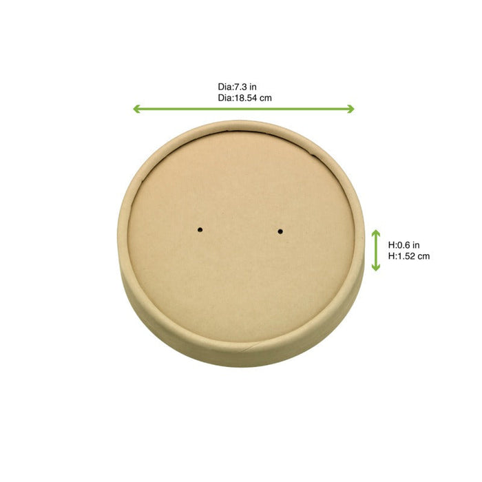 Coperchio piatto in cartone kraft senza plastica - Ø 18,5 cm - 360 unità - dimensions