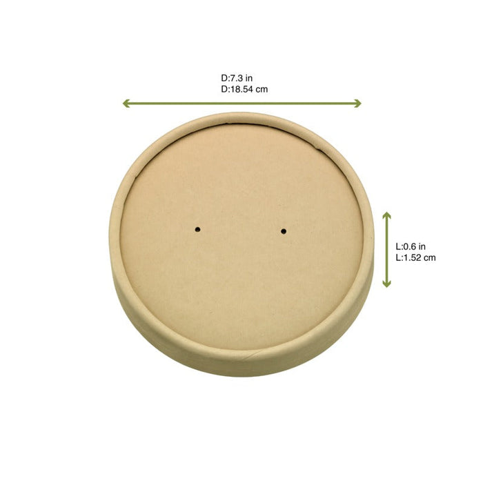 Coperchio piatto in cartone naturale in fibra di bambù senza plastica - Ø 18,5 cm - 360 unità - dimensions