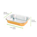 Vaschetta rettangolare in alluminio "Opseal" oro e argento - 320 ml - 16,1 cm x 11 cm x 3 cm - 600 unità - dimensions