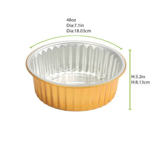 Contenitore Opseal in alluminio color oro - 1370 ml - Ø 18 cm - H 8 cm - 300 unità - dimensions