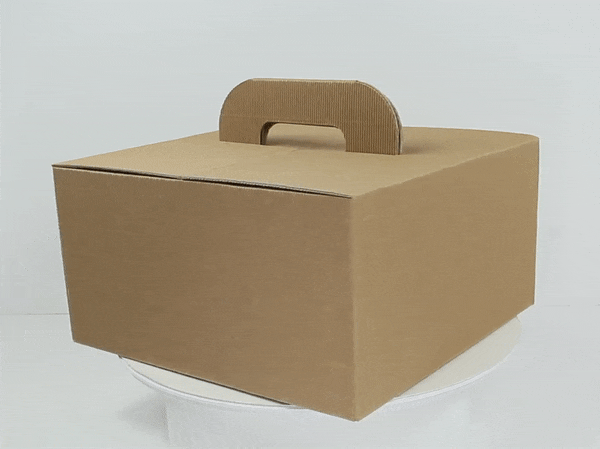 Scatola in cartone kraft con manici "Lunchgo" - 33,5 cm x 33,5 cm x 17,5 cm - 20 unità