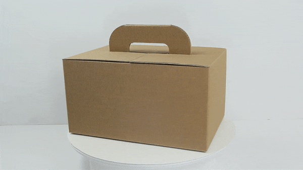 Scatola in cartone kraft con manici "Lunchgo" - 32,5 cm x 22,5 cm x 17,5 cm - 20 unità