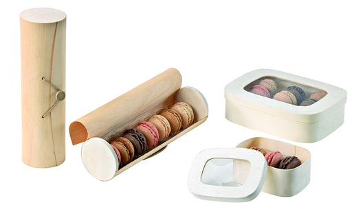 Scatola cilindrica in legno per 7 macarons - Ø 6,5 cm - H 23 cm - 50 unità