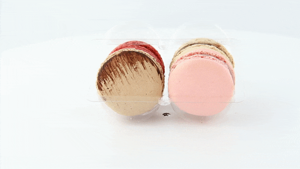 Inserto in plastica PET trasparente per 4 macarons (2x2) con chiusura a clip - 10,8 cm x 7,4 cm x 2,3 cm - 250 unità
