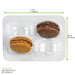 Inserto in plastica PET trasparente per 4 macarons (2x2) con chiusura a clip - 10,8 cm x 7,4 cm x 2,3 cm - 250 unità - dimensions