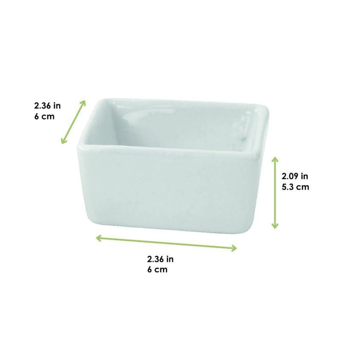 Mini ciotola cubo in porcellana bianca - 6 cm x 6 cm x 5,3 cm - 24 unità - dimensions