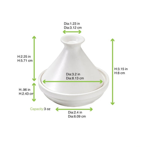 Mini tajine in porcellana bianca - Ø 9 cm - H 8 cm - 24 unità - dimensions