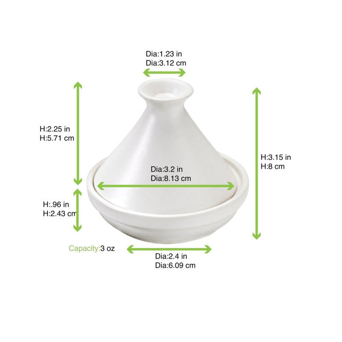 Mini tajine in porcellana bianca - Ø 9 cm - H 8 cm - 24 unità - dimensions