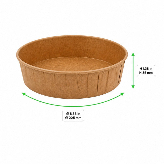 Stampo da forno rotondo in carta antigrasso 125 g/m² - 1200 ml - Ø 22,5 cm - H 3,5 cm - 1000 unità - dimensions