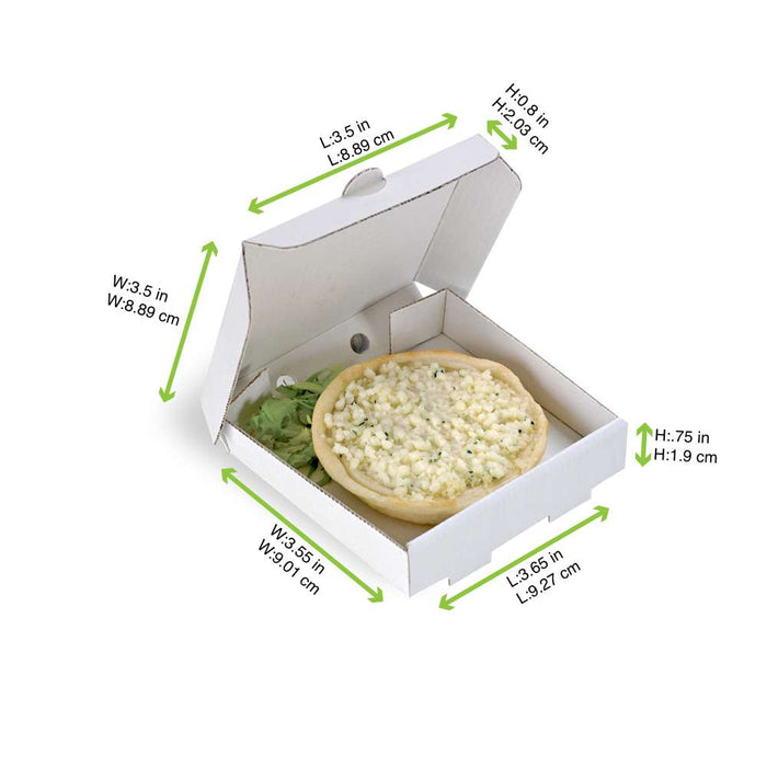 Mini scatola per pizza in cartone bianco - 9 cm x 9 cm x 2 cm - 500 unità