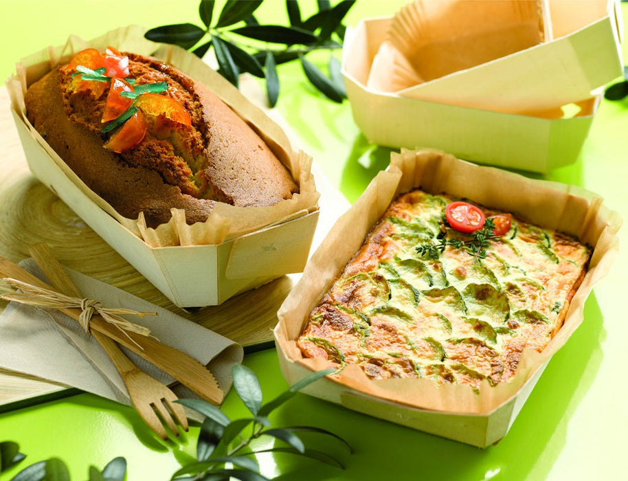 Stampo da forno in legno "Tristan" con pirottino in carta - 600 ml - 18,5 cm x 8 cm x 4 cm - 150 unità