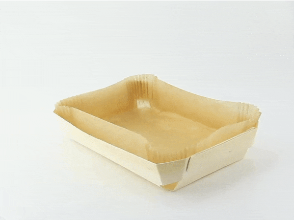 Stampo da forno in legno con pirottino in carta - 750 ml - 23,8 cm x 15,8 cm x 4 cm - 100 unità