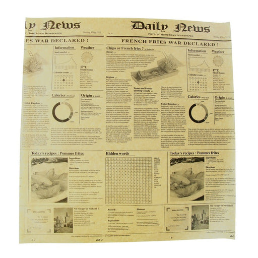 Carta alimentare marrone antigrasso con stampa Giornale in scatola distributrice - 38 cm x 40 cm - 500 unità