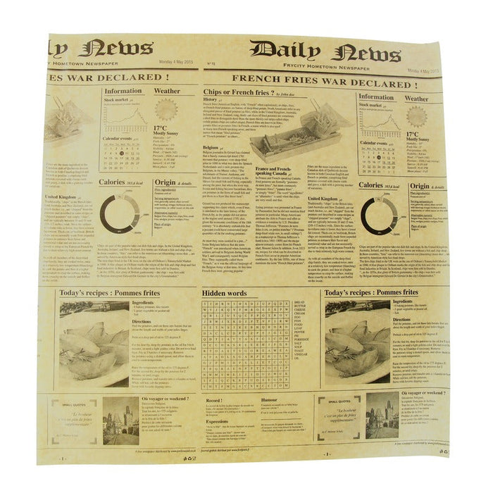 Carta alimentare marrone antigrasso con stampa Giornale in scatola distributrice - 38 cm x 40 cm - 500 unità