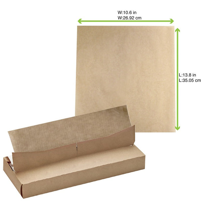 Carta alimentare kraft marrone in scatola distributrice - 35 cm x 27 cm - 1000 unità - dimensions