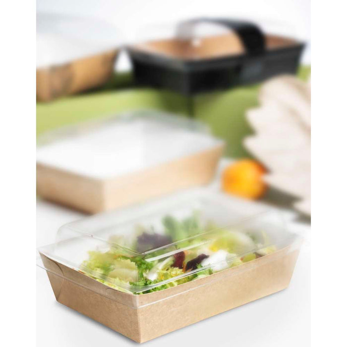 Vaschetta per insalata in cartone kraft marrone laminato con interno bianco - 850 ml - 22 cm x 17 cm x 4 cm - 200 unità