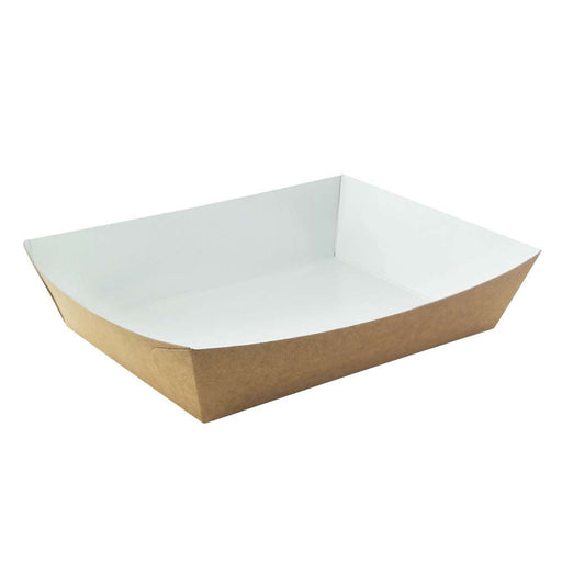 Vaschetta per insalata in cartone kraft marrone laminato con interno bianco - 850 ml - 22 cm x 17 cm x 4 cm - 200 unità