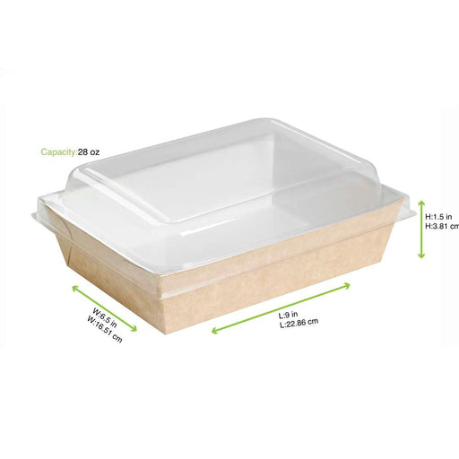 Vaschetta per insalata in cartone kraft marrone laminato con interno bianco - 850 ml - 22 cm x 17 cm x 4 cm - 200 unità