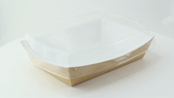 Coperchio rettangolare a cupola in PET trasparente - 22,5 cm x 18 cm x 3,7 cm - Compatibile con 210PAN850 - 200 unità