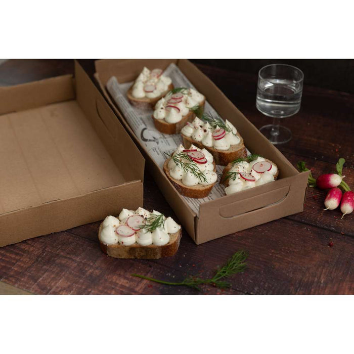 Vassoio in cartone kraft marrone con manici - 39 cm x 15 cm x 7 cm - 200 unità