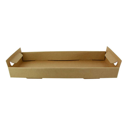 Vassoio in cartone kraft marrone con manici - 39 cm x 15 cm x 7 cm - 200 unità