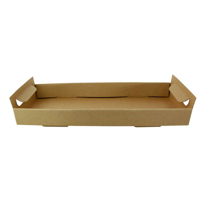 Vassoio in cartone kraft marrone con manici - 39 cm x 15 cm x 7 cm - 200 unità