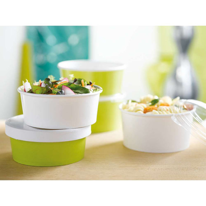 Insalatiera rotonda "Buckaty" in cartone verde - 900 ml - Ø 15 cm - H 7,5 cm - 360 unità