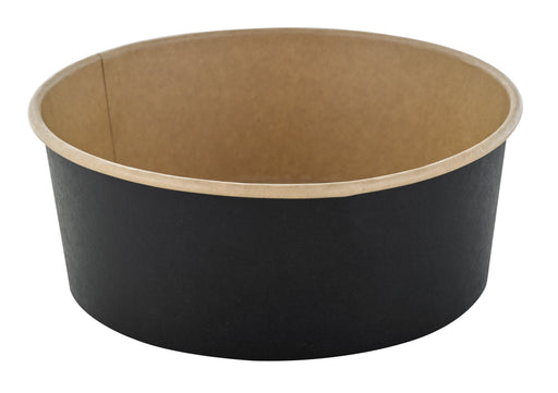 Insalatiera rotonda "Buckaty" in cartone kraft nero - 1300 ml - Ø 18,5 cm - H 6,5 cm - 360 unità
