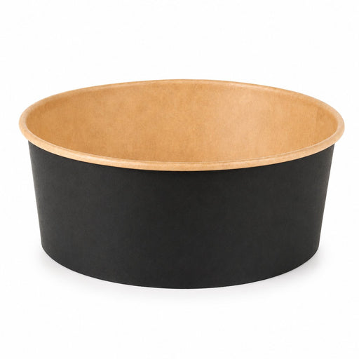 Insalatiera rotonda "Buckaty" in cartone kraft nero - 1300 ml - Ø 18,3 cm - H 6,5 cm - 360 unità