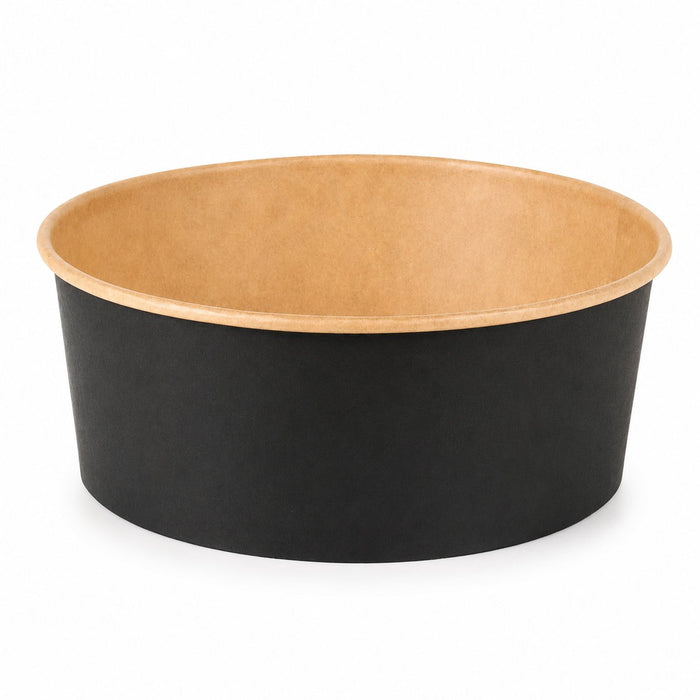 Insalatiera rotonda "Buckaty" in cartone kraft nero - 1300 ml - Ø 18,3 cm - H 6,5 cm - 360 unità
