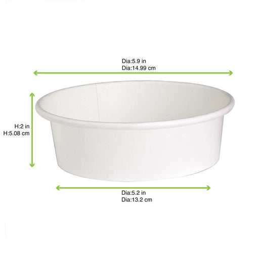 Insalatiera rotonda "Buckaty" in cartone bianco - 580 ml - Ø 15 cm - H 5 cm - 360 unità