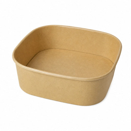 Insalatiera quadrata multiuso in cartone kraft riciclato senza coperchio - 1200 ml - 17 cm x 17 cm x 6,6 cm - 300 unità