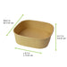 Insalatiera quadrata multiuso in cartone kraft riciclato senza coperchio - 1200 ml - 17 cm x 17 cm x 6,6 cm - 300 unità - dimensions